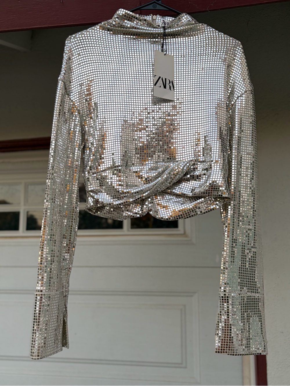 Zara sequenced cropped blouse